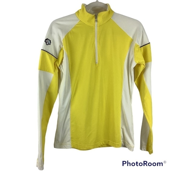 Descente Yellow and White 1/4 Zip Pullover - Picture 1 of 6
